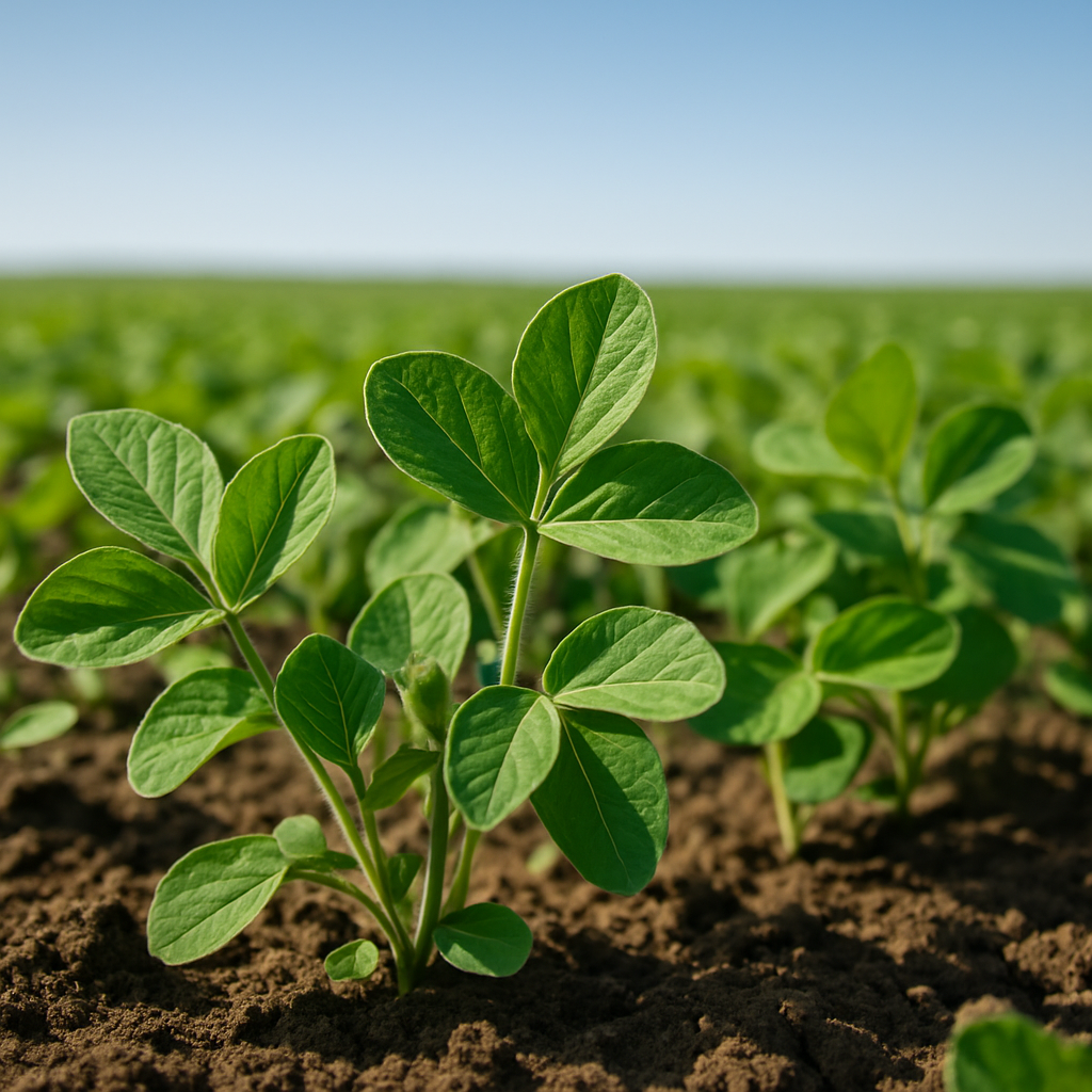 Healthy soybean crops in a Canadian field